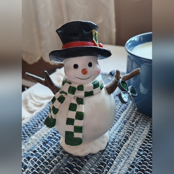 SALE! Festive Snowman Figurine with Green Scarf - Picture 4 of 4